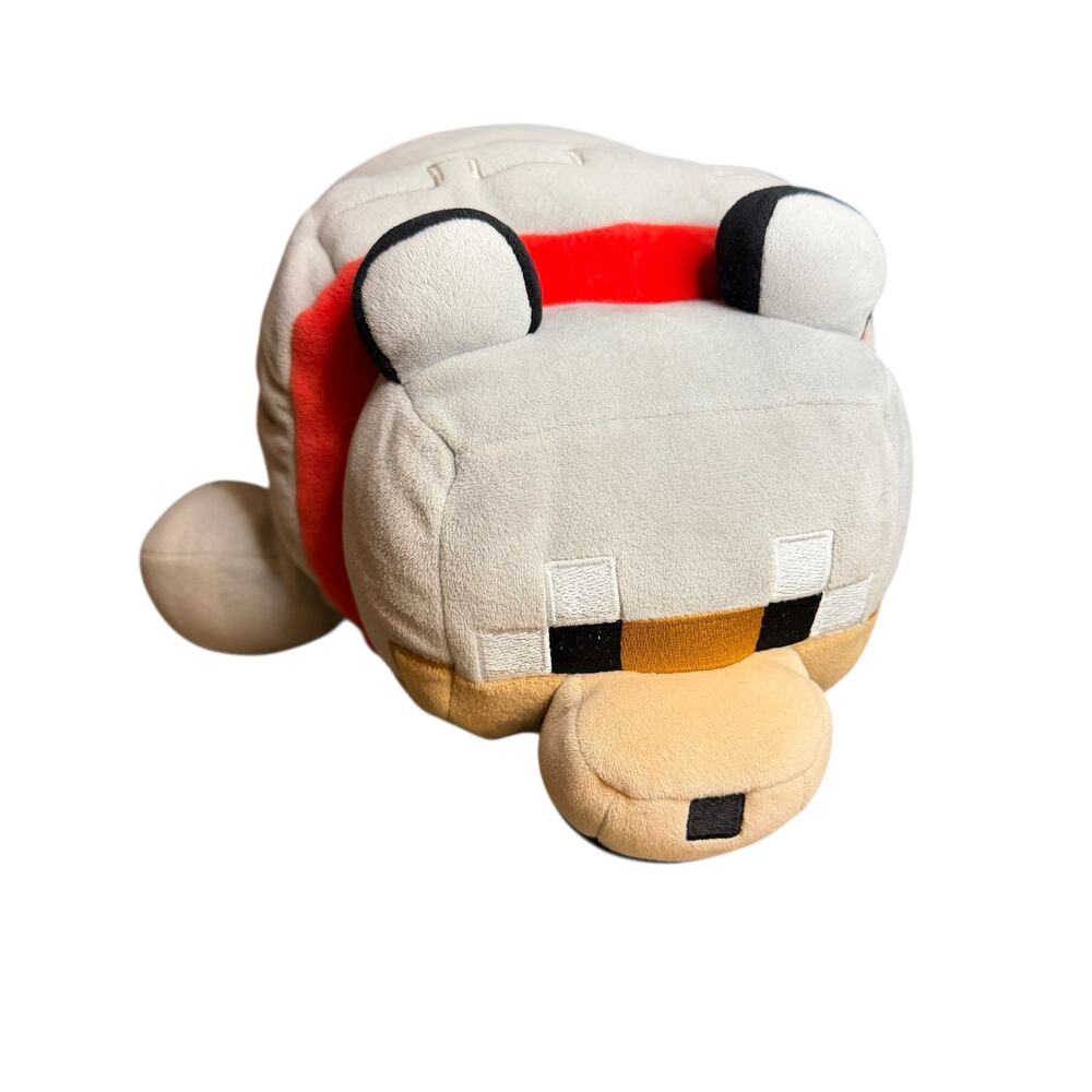Minecraft Wolf Plush Mattel Mojang Gray Dog Stuffed Animal Red Collar 2020 GVW51